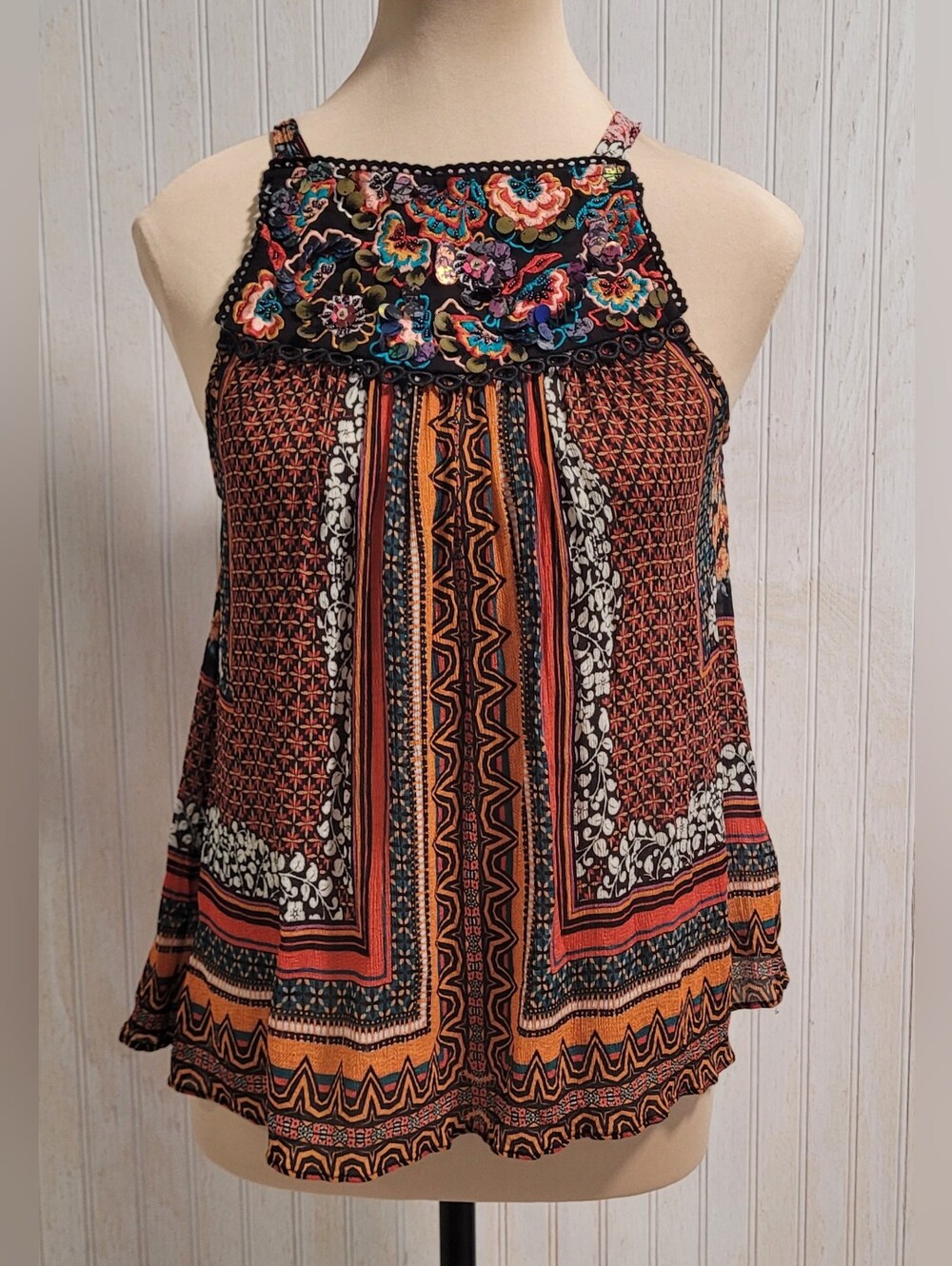 Anthropologie Bhanuni by Jyoti Fiona Embroidered Tank Top Size S